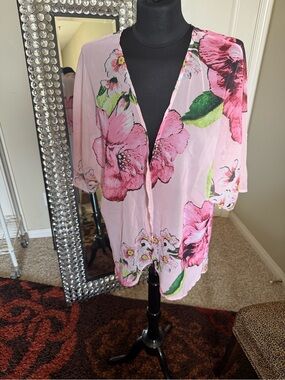 Light Pink Floral Kimono Cover-Up